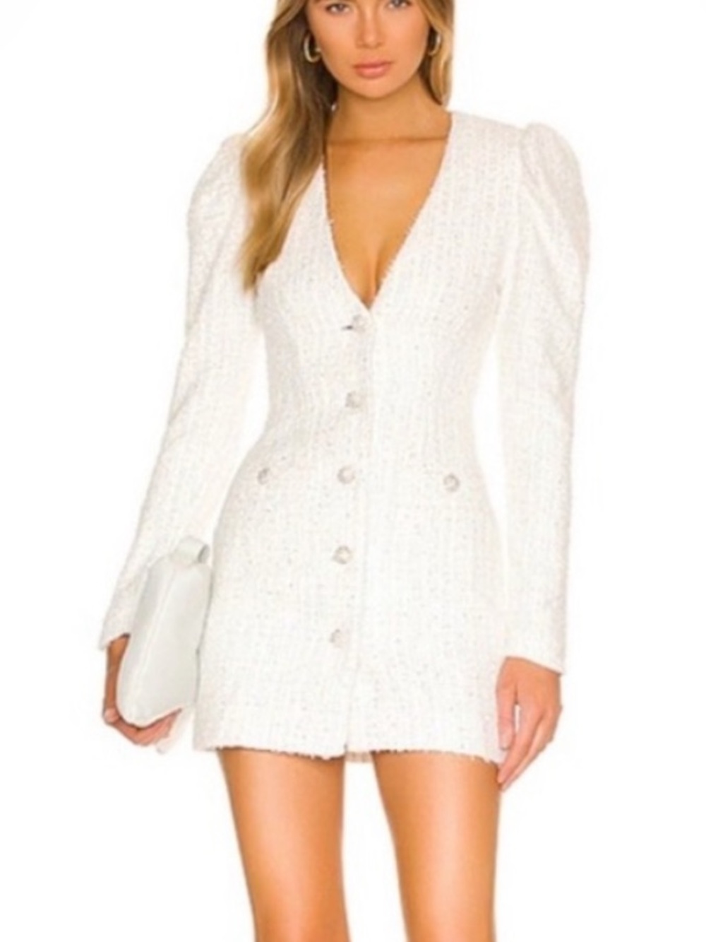 Revolve NBD White Metallic Bridget Dress